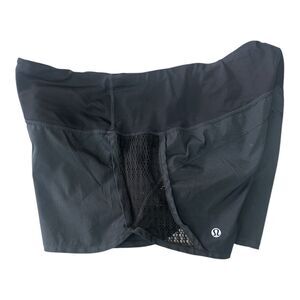 Lululemon Women Size 8 Black Athletic Running Gym Yoga Shorts Zippered Pocket